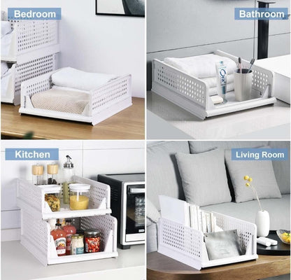 Multipurpose Foldable Stackable Wardrobe Cupboard Organizer for Clothes (Set of 3)