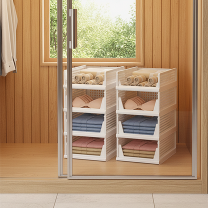 Multipurpose Foldable Stackable Wardrobe Cupboard Organizer for Clothes (Set of 3)